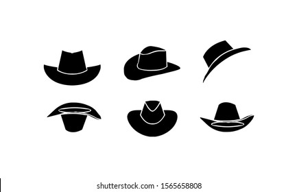 set of black Cowboy hat logo icon design vector illustration