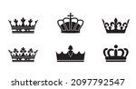 Set black crown Icons. Vector Illustration.