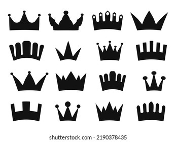 Set of Black Crowns. Royal symbol for logo and web site Vector illustration