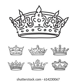 Set of black crowns. Vector icons