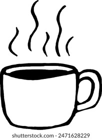 Set with black cup of hot drink on white background. Vector illustration. Isolated background. Dark template. Vector set. Vector design.