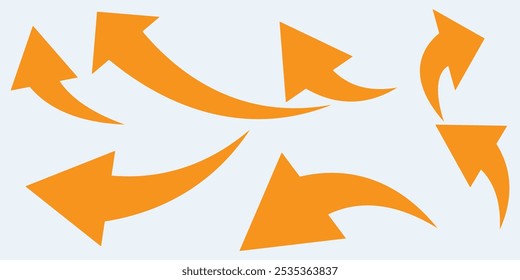 Set of black Curved Arrows isolated on white background. Vector illustration editable icons.