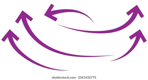 Set of black Curved Arrows isolated on white background. Vector illustration editable icons.