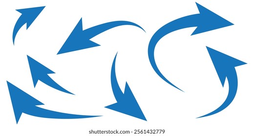 Set of black Curved Arrows isolated on white background. Vector illustration editable icons.