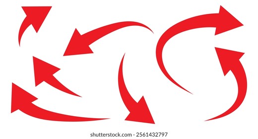 Set of black Curved Arrows isolated on white background. Vector illustration editable icons.