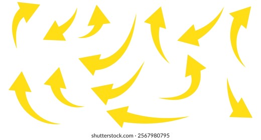 Set of black Curved Arrows isolated on white background. Vector illustration editable icons.