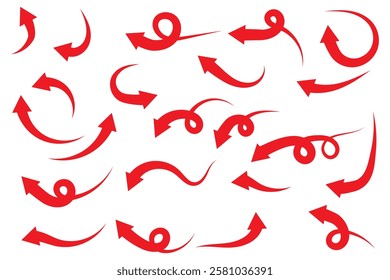 Set of black Curved Arrows isolated on white background. Vector illustration editable icons.