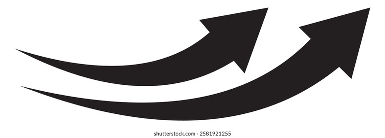 Set of black Curved Arrows isolated on white background. Black arrows set. Curved arrows.  long up arrow icon vector. curve arrow set .