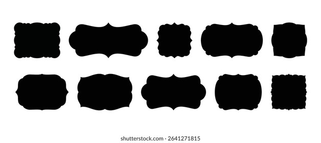 Set of black curvy frame clipart elements