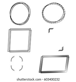 Set of black decorative vintage frames on white background