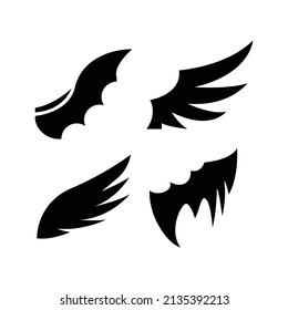 Set of black decorative wing design vector