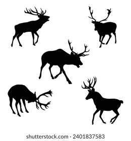 Set Of Black Deer Silhouettes