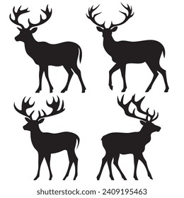 Set Of Black Deer Silhouettes