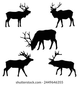 Set Of Black Deer Silhouettes