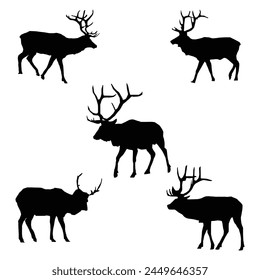 Set Of Black Deer Silhouettes