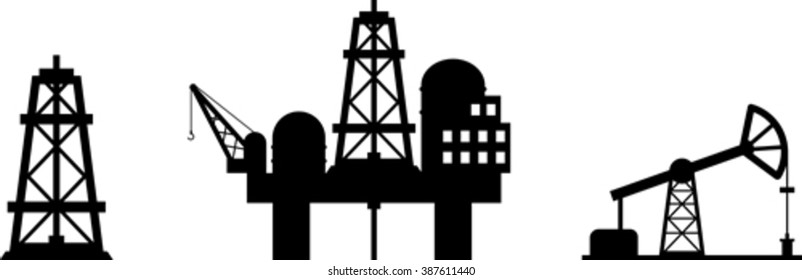Set of black design element of oil industry
