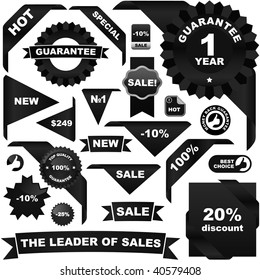 Set of black design elements for sale.