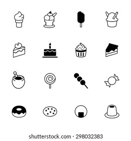 Set of black dessert icons. Dessert icon. Vector