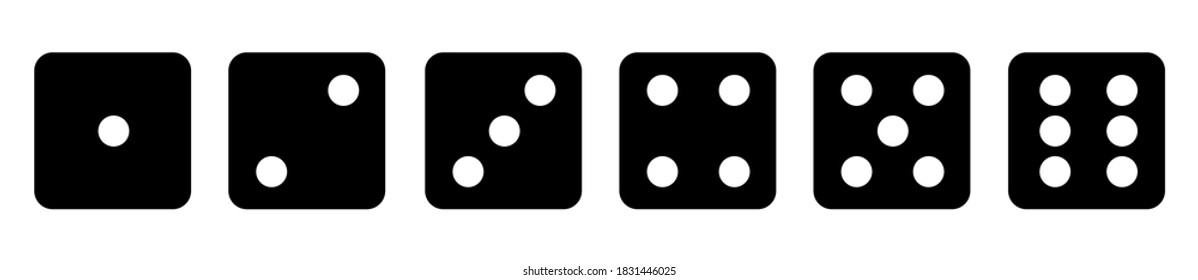Set black dice icons - stock vector
