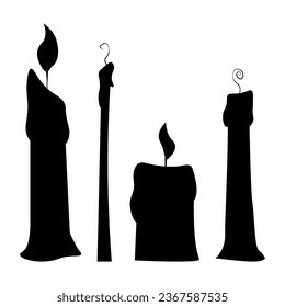 Set of black different candle icons