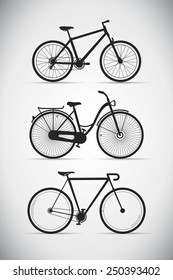 set of black different silhouette bikes