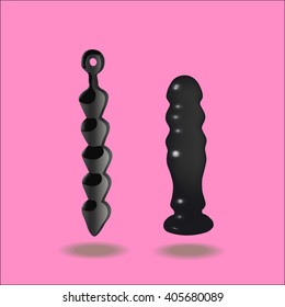Set the black Dildo on a pink background