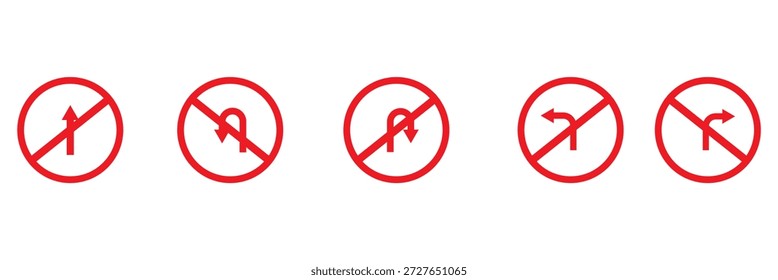 Conjunto de iconos de flecha direccional negra que incluyen giro en U, giro a la derecha, giro a la izquierda y flechas rectas. Señales de Vector simples para el tráfico, la navegación y las direcciones de la carretera