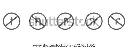 Set of black directional arrow icons including U turn, right turn, left turn, and straight arrows. Simple vector signs for traffic, navigation, and road directions