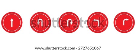 Set of black directional arrow icons including U turn, right turn, left turn, and straight arrows. Simple vector signs for traffic, navigation, and road directions