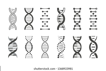 Set of black DNA helix symbols on white background.