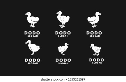 Set of black dodo bird logo black icon design vector