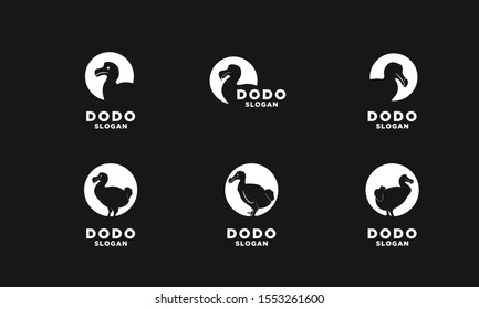 Set of black dodo bird logo black icon design vector