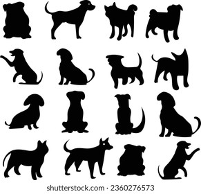 set of Black Dog icon vector