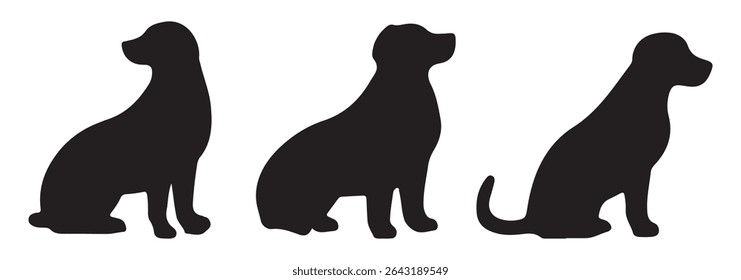 set of black dog silhouettes.