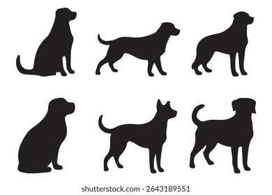 set of black dog silhouettes.