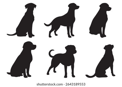 set of black dog silhouettes.
