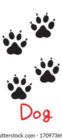 set of black dog tracks, icon, isolated object on a white background, vector illustration,