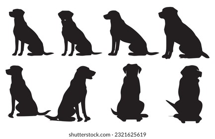 Un conjunto de colección vectorial de perro negro