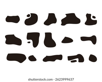 Set of black doodle abstract liquid blob symbol icon design vector isolated transparent background