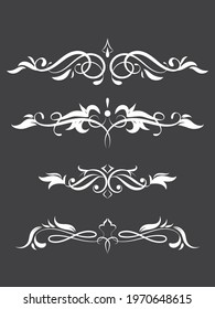 Set Of Black Doodle Hand Drawn Design Elements Decorative Floral Dividers