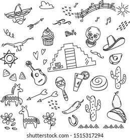 Set Black Doodle On Paper Background Stock Vector (Royalty Free ...