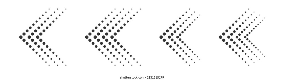 Set of black dotted arrows. Flat vector illustration.