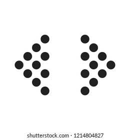 Set of black dotted arrows. Vector illustration. Arrows right and left isolated.