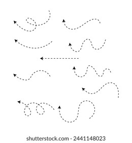 Set of black dotted arrows vectors, Arrow icon, Arrow vector collection, Dotted Arrow cursor, Modern simple arrows, Vector illustration, Arrow vectors