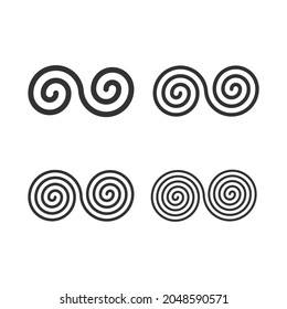 Set of black double spirals. Simple abstract ornamental vector symbol. Eps 8.
