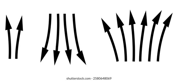 set of black up and down arrows icon in trendy style vector, up and down sign symbol, Upward, downward arrows Arrow mark icons and arrow paint. vector illustration. eps10