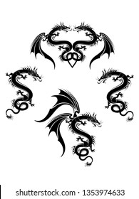 Set of Black dragons tattoo 
