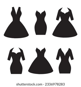 Un conjunto de vestidos negros de diferentes estilos. Vestido negro por la noche.