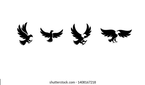 set black eagle logo icon design vector illustration