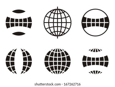 Set of black earth globe icons vector illustration